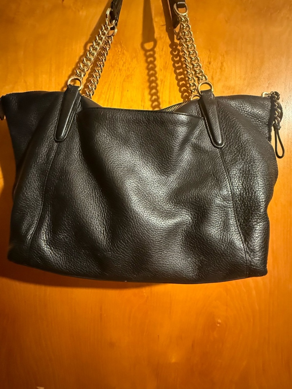 Coach Ava Black Pebble Leather Chain-Handle Tote - Picture 5 of 16